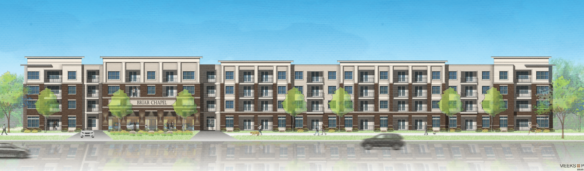 A rendering of the Liberty Apartments, a community targeted toward residents aged 55 and up in the Briar Chapel community.