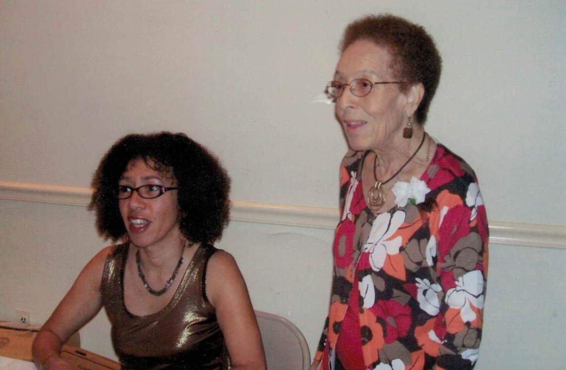 Carole Boston Weatherford (left) and her mother, Carolyn. Weatherford says her mother is her role model and influenced her into becoming a writer.