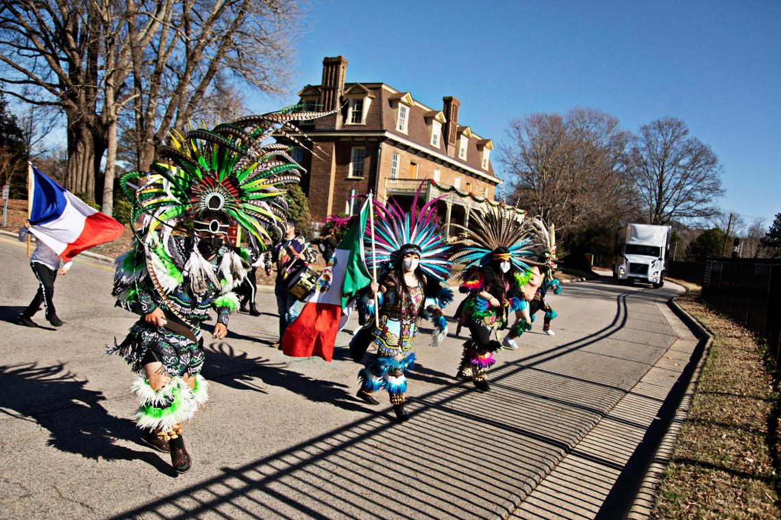 Dancers with Danza de Rayados dance in the Desfile del Dia de Reyes or Three Kings’ Day Parade in Cary on Saturday, Jan. 8, 2022. Cary is forming a new Human Relations, Inclusion & Diversity Task Force to assess and build relationships with “under-served and underrepresented citizens, visitors and businesses” among other goals.