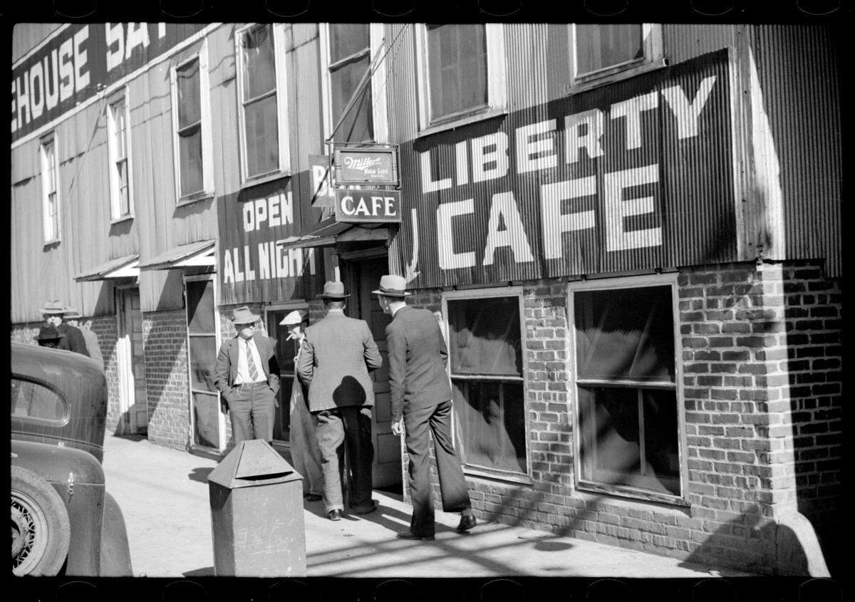 Most tobacco warehouses had a cafe open all day and night in Durham, N.C., as farmer’s would often have to wait for days for their lots to be sold at auction in 1939.