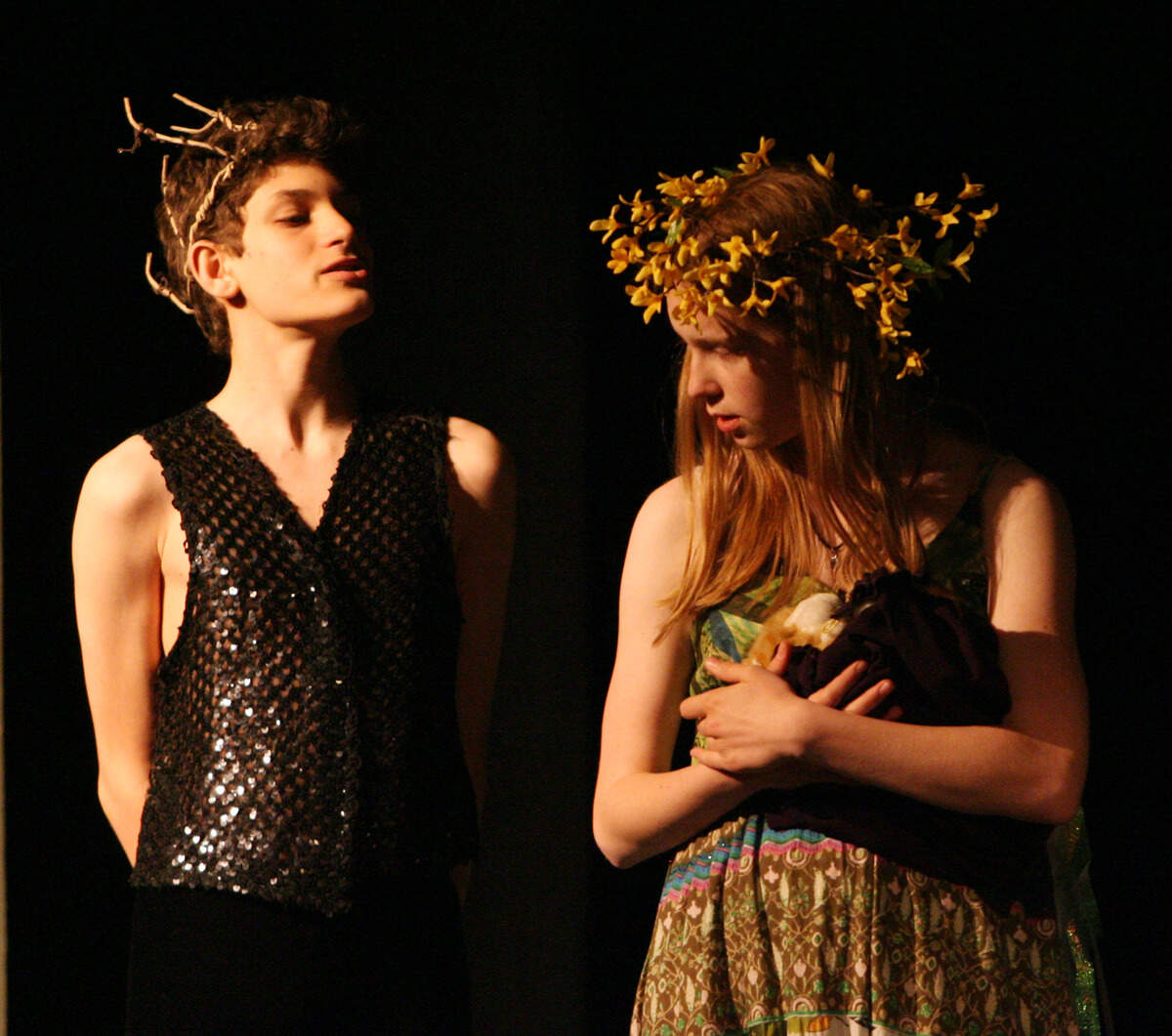David Parks as Oberon and Grace Gollmer at Titania  rehearse at Smith Middle School's theater for the student production of 'A Midsummer Night's Dream' by Shakespeare in 2010. Follow their lead at Raleigh Little Theatre's Shakespeare camp.