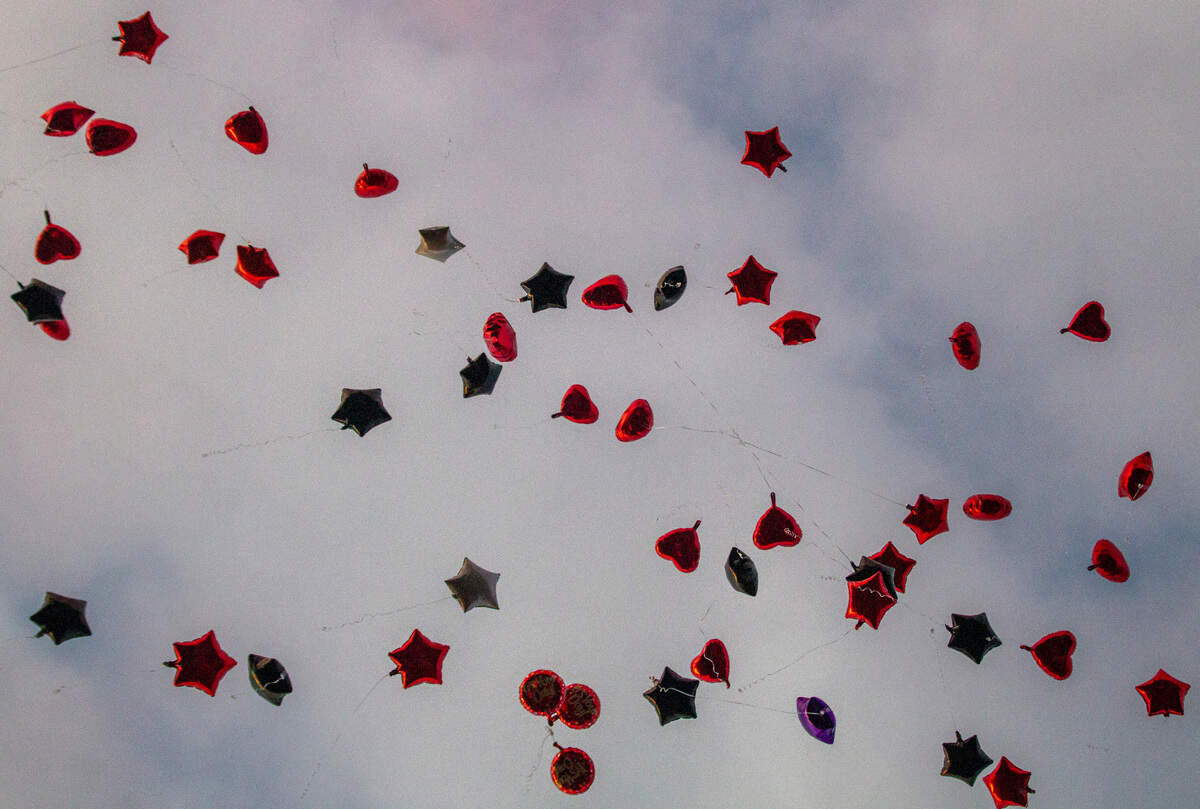 Dozens of balloons are released Thursday, Dec. 16, 2021 in Durham at the site of a Monday morning shooting that left two teenagers dead and four other children injured.