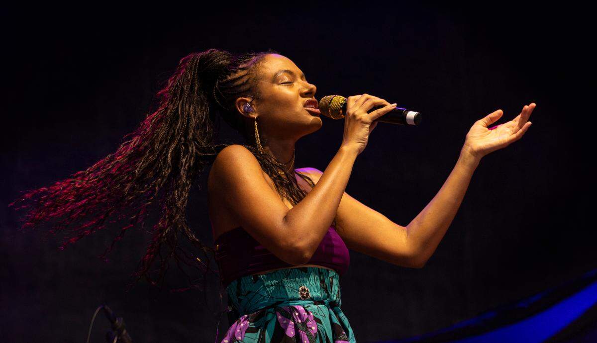 Allison Russell opens for Hozier in concert at Coastal Credit Union Music Park at Walnut Creek in Raleigh, N.C., Saturday night, April 20, 2024.