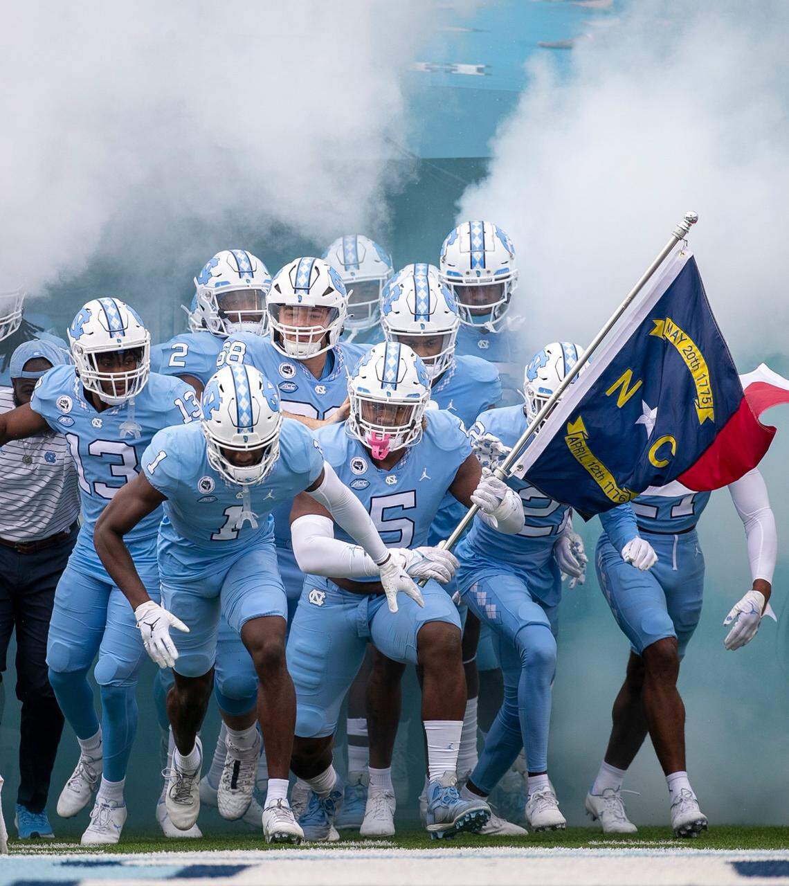 The Tar Heels enter Kenan Stadium for their game against Virginia Tech on Saturday, October 1, 2022 at Kenan Stadium in Chapel Hill, N.C.