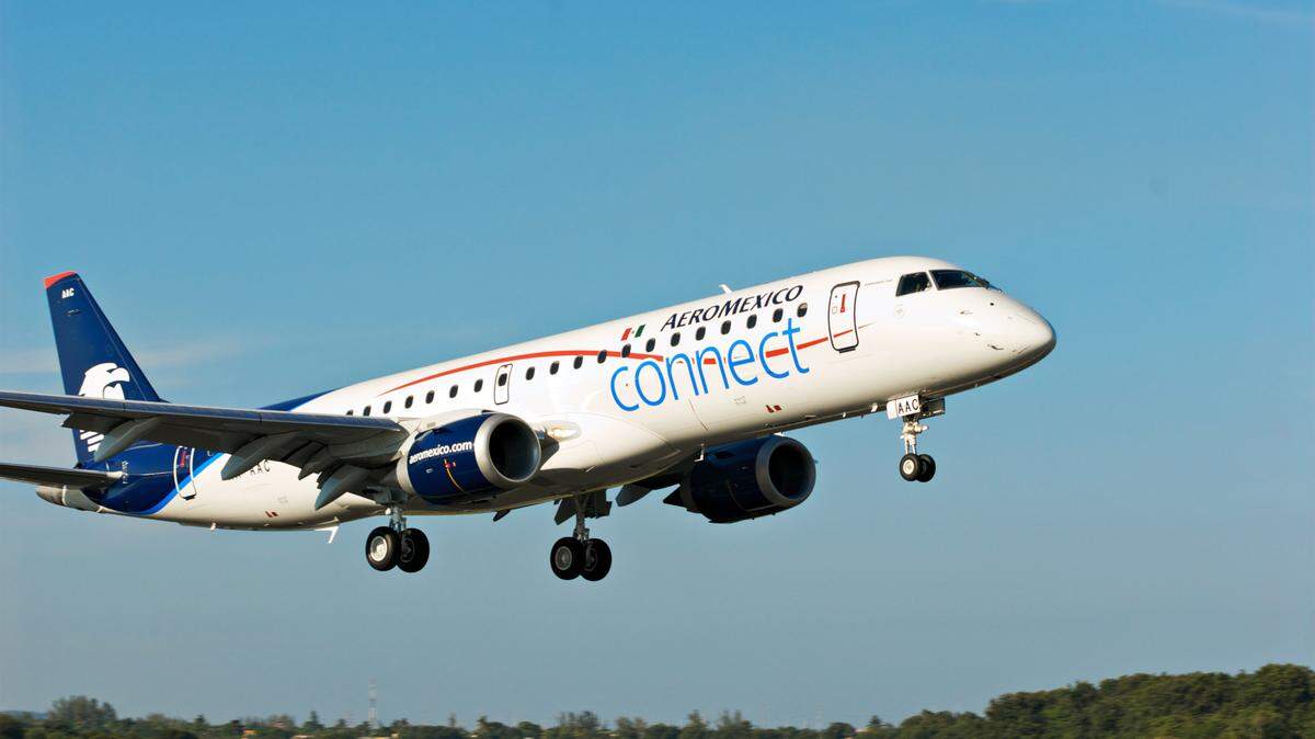 Aeromexico began flying nonstop between Raleigh-Durham International Airport and Mexico City last summer on an Embraer 190 like this one.