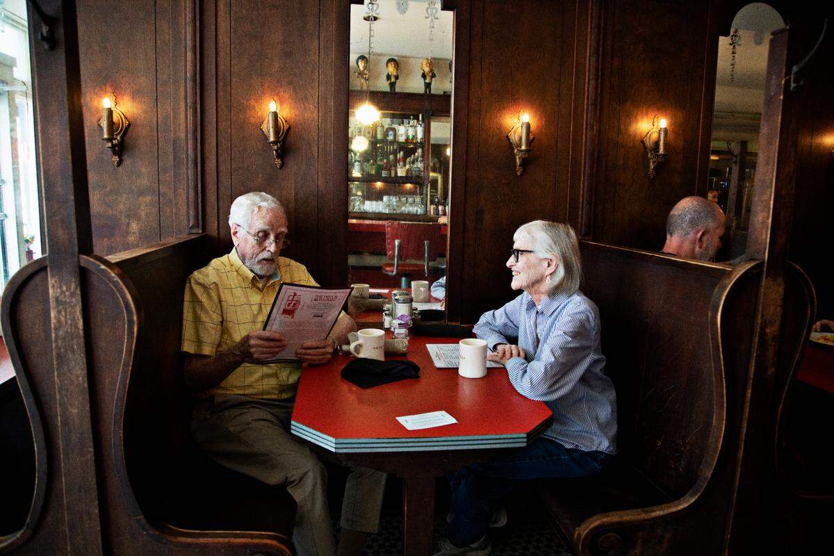 Bob and Jackie Thompson, who have been going to The Mecca in Raleigh for 10 years, were happy to stop in for coffee Tuesday morning, May 24, 2022, for the restaurant’s first day back open.