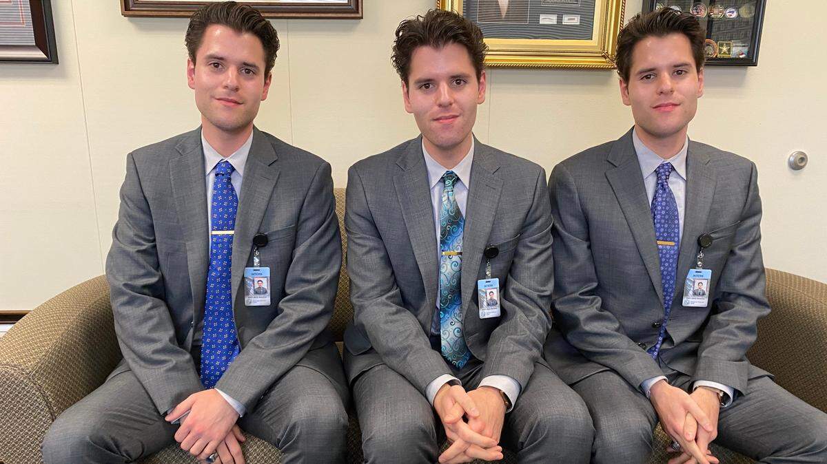 Nicholas, Zachary and Benjamin Osborne are three identical triplets who grew up in Rocky Mount and spent a life doing everything together, now including interning for NC Sen. Jim Burgin.