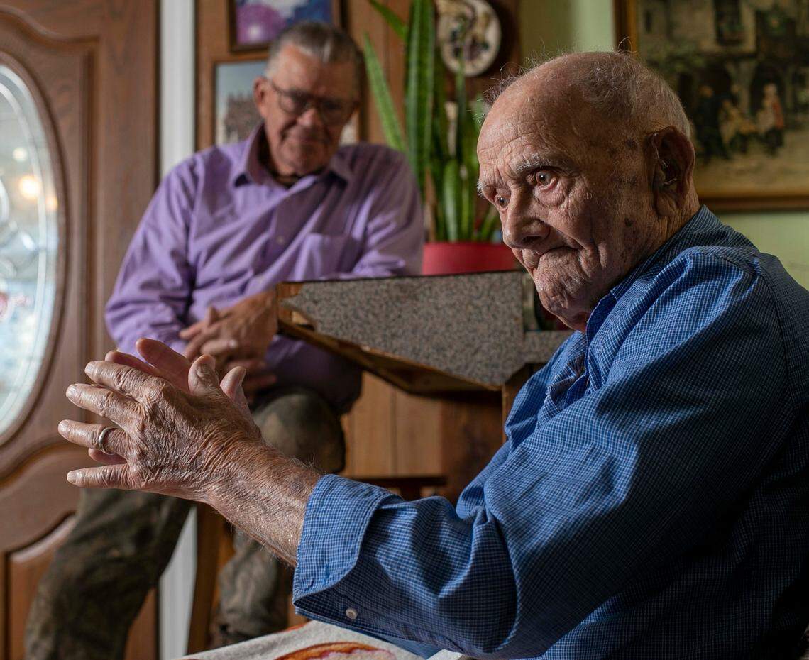 Evert Locklear, age 102, one of the oldest Lumbee Tribe members, talks about how religion has contributed to his longevity during an interview at his home on Tuesday, November 30, 2021 in Maxton, N.C.