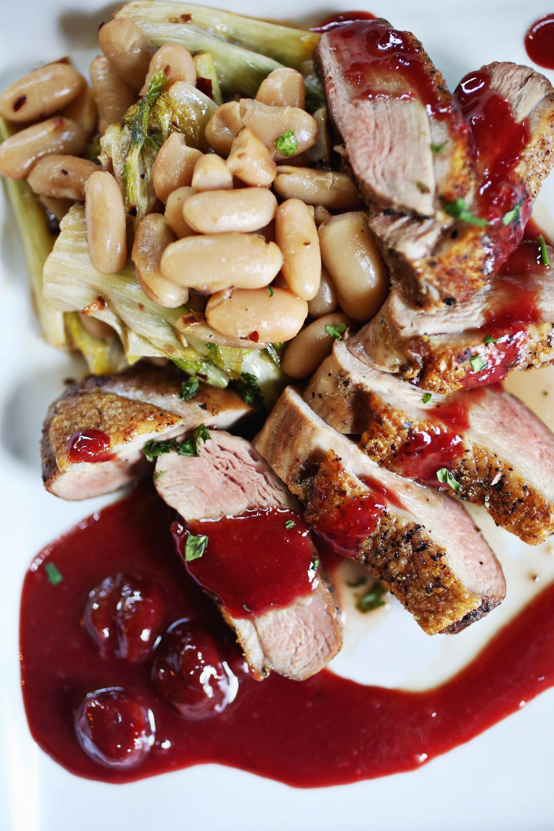 Pan-seared duck breast, blanketed in a cherry sauce that's brightened with a crisp white wine that takes the place of the customary chianti, is another special destined for the regular menu at Osteria G in Holly Springs.