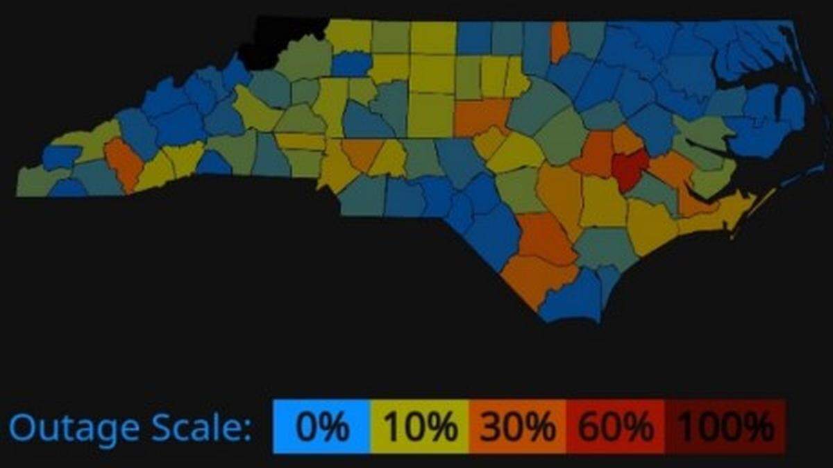 Nearly half a million Duke Energy customers experienced rolling blackouts on Dec. 24, 2022, during a very cold winter storm. This screenshot from Poweroutage.us shows that North Carolina’s northeastern corner did not have the same outages experienced by much of the state.