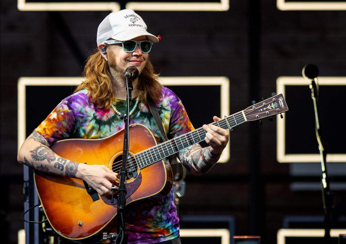 Billy Strings and his band perform on the first of their three-night run at Cary, N.C.’s Booth Amphitheater, Thursday, July 13, 2023.
