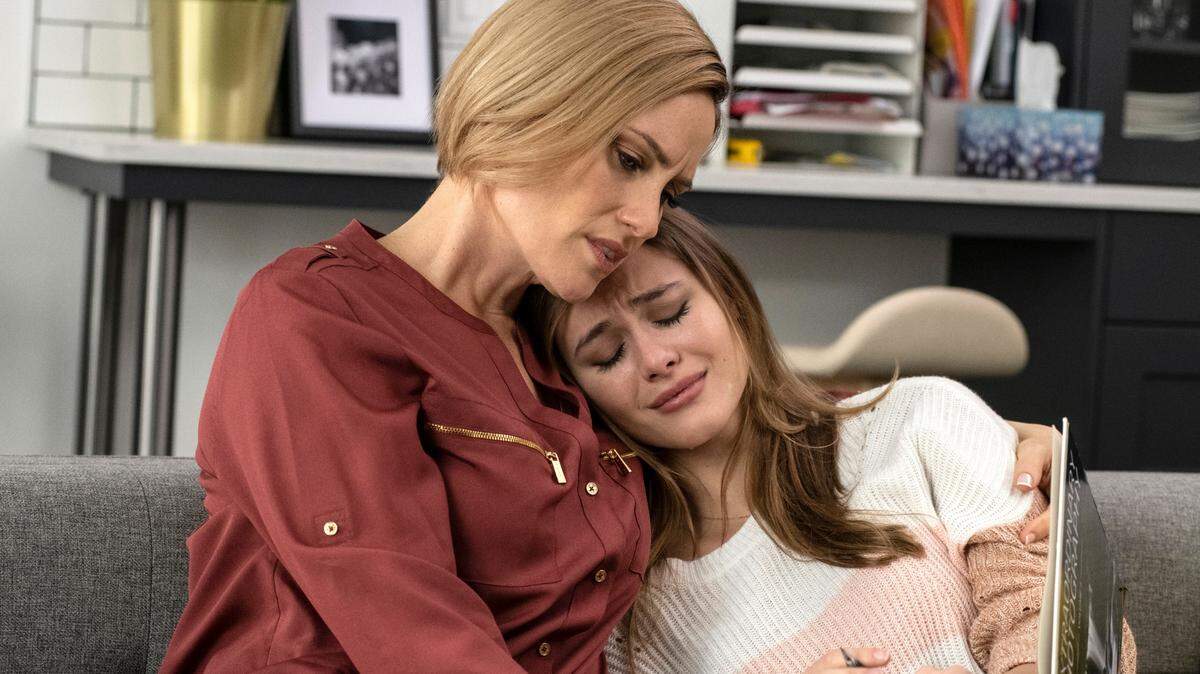 Kelly Hope Taylor, left, as Evie, and Celeste Desjardins as Madison Turner in “Obsession: Escaping My Ex,” premiering Saturday, July 11 on Lifetime.