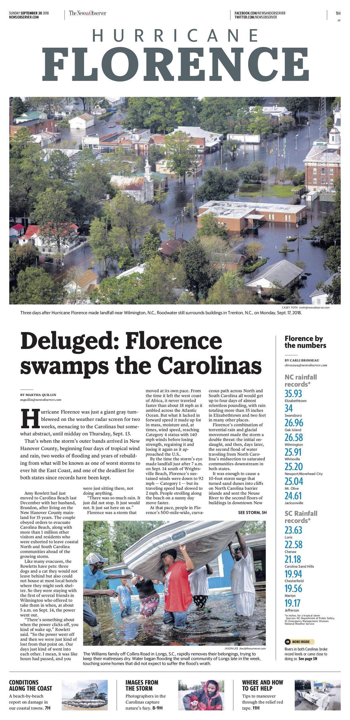 A special 12-page section on Hurricane Florence will be in the print edition of The News & Observer on Sunday, Sept. 30.