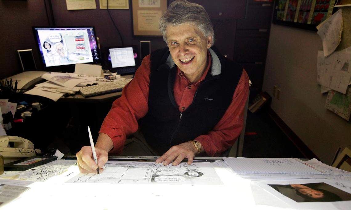 A 2009 portrait of News & Observer editorial cartoonist Dwane Powell.