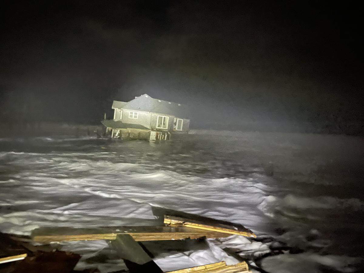 This photo shows the home at 46207 Tower Circle Road in Buxton after it fell into the Atlantic Ocean on Oct. 1, the National Park Service says.