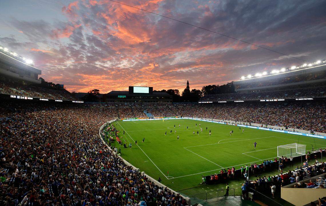 Chelsea Football Club plays against against Wrexham F.C. in a friendly match at Kenan Stadium in Chapel Hill, N.C., Wednesday, July 19, 2023.