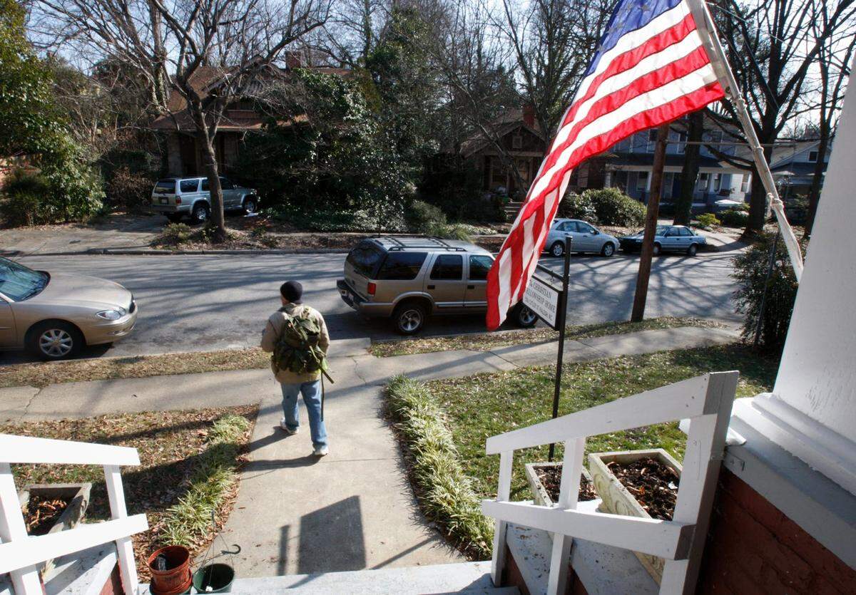 Rob Frohlking leaves the Christian Fellowship Home in Raleigh to go on a job hunt in 2010.