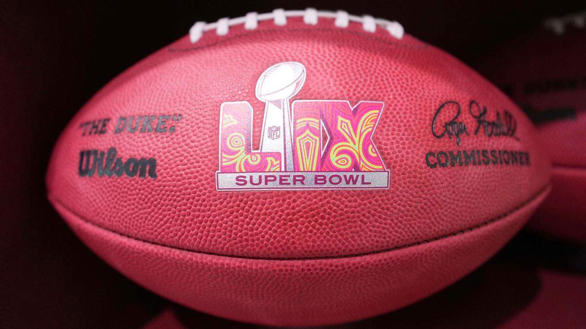A NFL Super Bowl 59 Wilson Duke football at the Super Bowl LIX Experience at the Ernest N. Morial Convention Center.