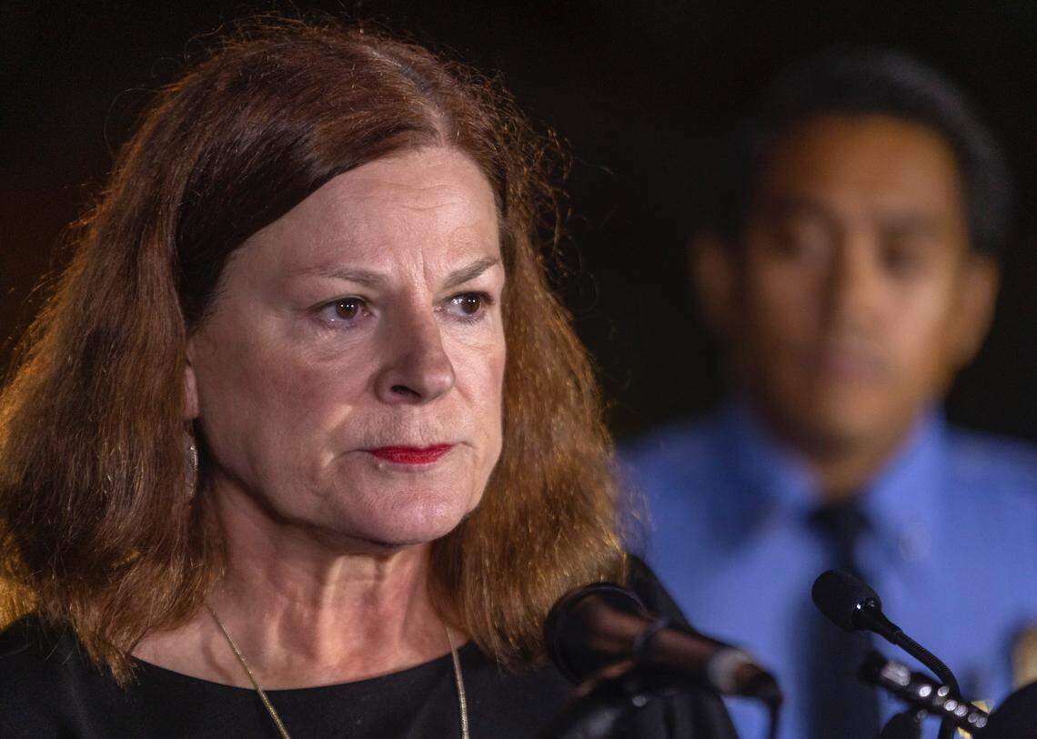 A visibly shaken, Raleigh Mayor Mary-Ann Baldwin, announces that multiple people were shot, and at least five people were killed on the Neuse River Greenway on Thursday afternoon. Baldwin delivered the news during a press briefing at the Raleigh Municipal Building on Thursday, October 13, 2022 in Raleigh, N.C.