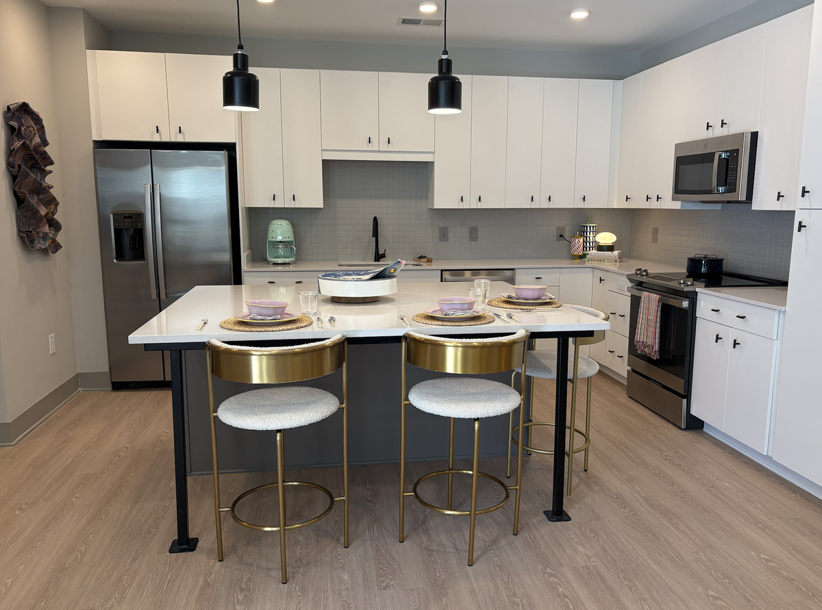 Platform is a new 442-unit, “amenity-rich” apartment community on West Cabarrus Street. Pictured is a model kitchen.