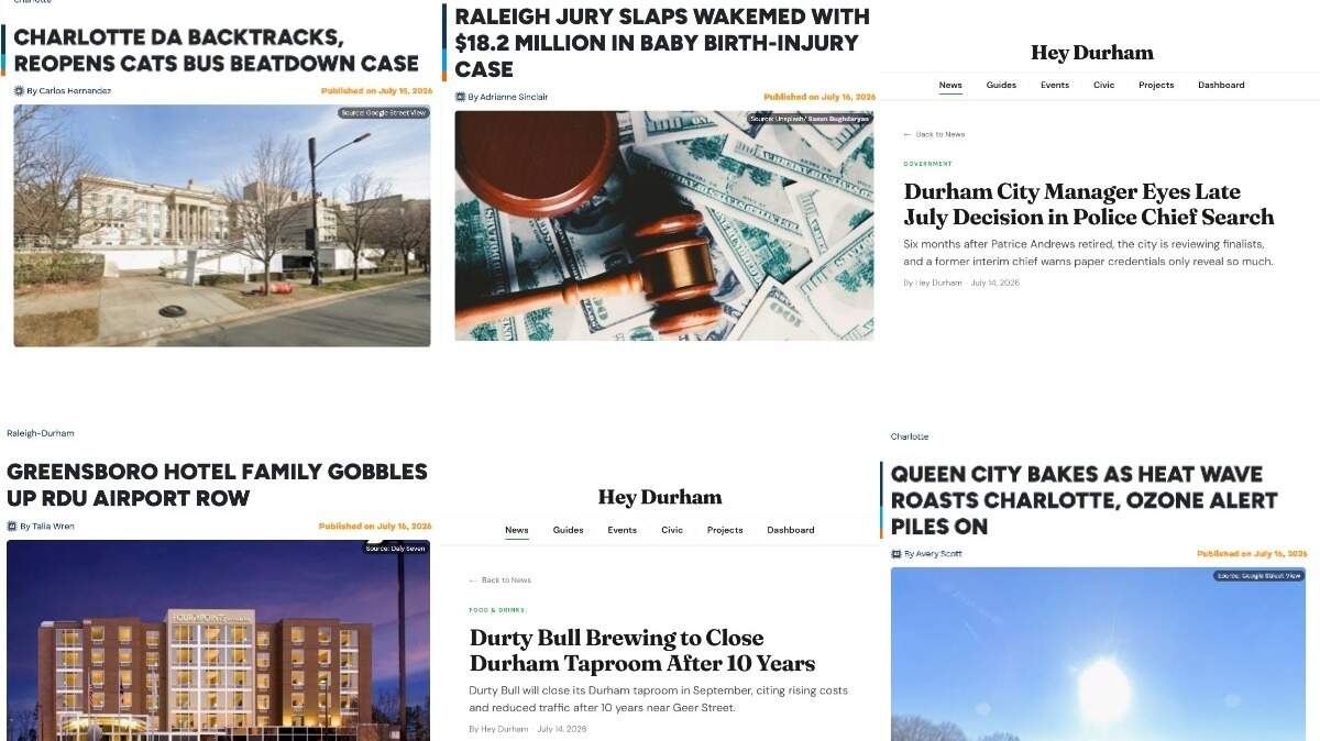 Fake AI reporter bylines appear on North Carolina news articles on multiple websites.