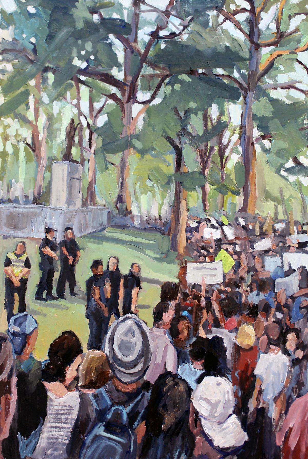 Artist Ben Hamburger’s “Silent Sam,”36x24in, oil on canvas.