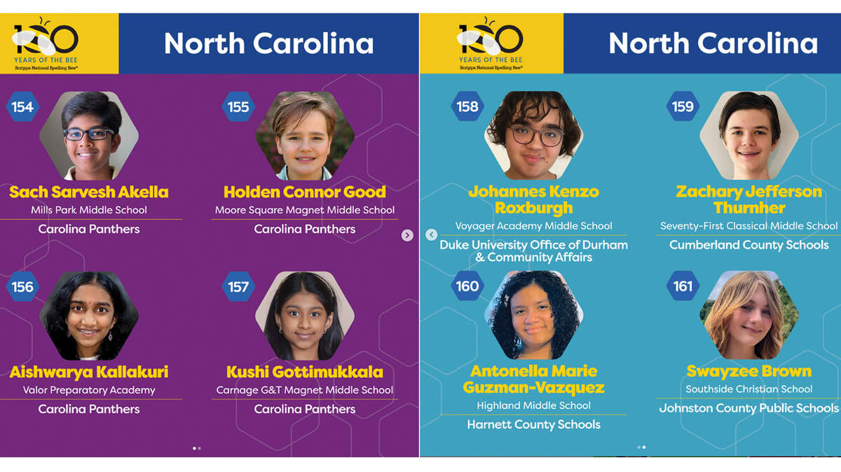 Eight middle school spellers from North Carolina join the 2025 Scripps National Spelling Bee, competing for the $50,000 prize in this 100-year-old competition.