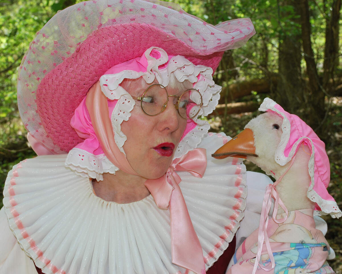 Dr. Lulu Boykin of Pittsboro performing as Mother Goose.
