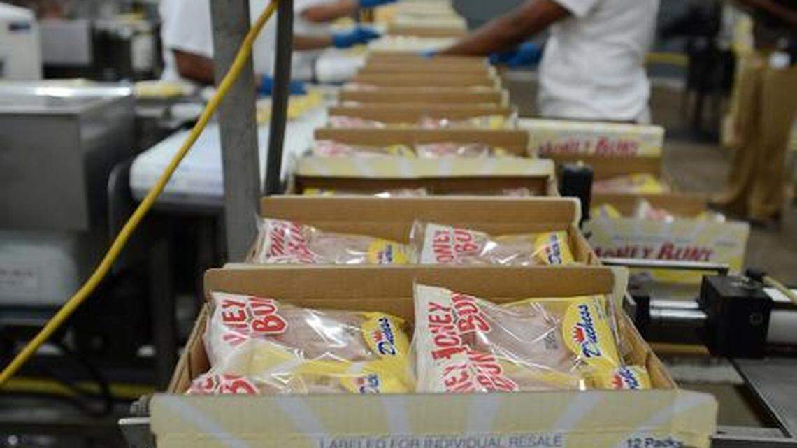 Carolina Foods’ Duchess brand honey buns are packaged as they travel along the conveyor belt. Carolina Foods Inc., creator of one of America’s first honey buns and the Duchess brand, is celebrating its 80th anniversary.
