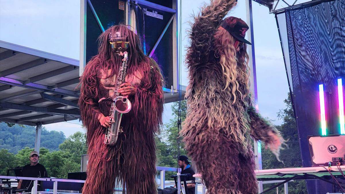 Saxsquatch, aka Dean Mitchell of Chapel Hill, with his fiancee Thiccfoot, aka Grace Teel.