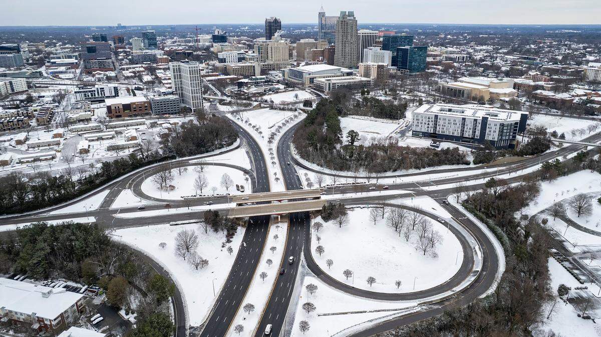 In this February 2025 file photo, traffic is light during the morning rush hour in Raleigh.
