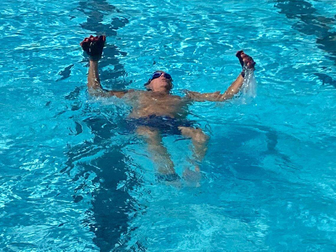 Ed Petner can swim the length of a 65-foot pool underwater despite being a paraplegic, a condition he hopes his fund raiser will help cure.