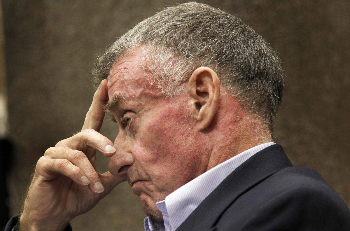 Michael Peterson listens to testimony during the afternoon session of his hearing at the Durham County Courthouse in Durham, N.C. Wednesday Dec.7, 2011.