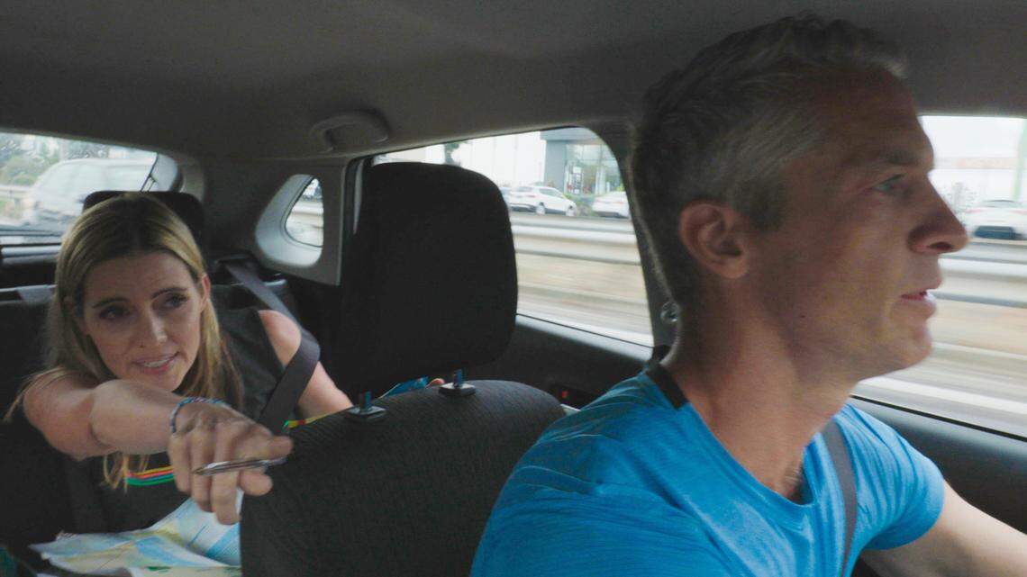 Kim and Penn Holderness in the Feb. 23, 2022, episode of “The Amazing Race.”