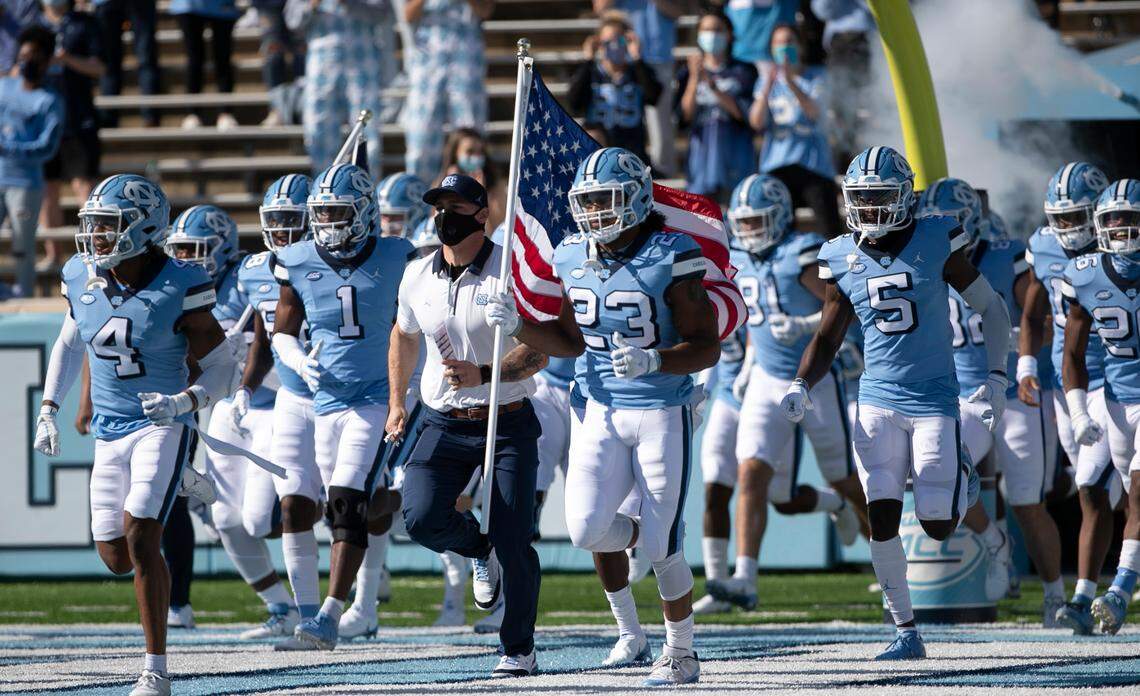 The Tar Heels enter Kenan Stadium for their game against Wake Forest on Saturday, November 14, 2020 in Chapel Hill, N.C.