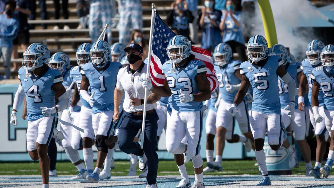 The Tar Heels enter Kenan Stadium for their game against Wake Forest on Saturday, November 14, 2020 in Chapel Hill, N.C.