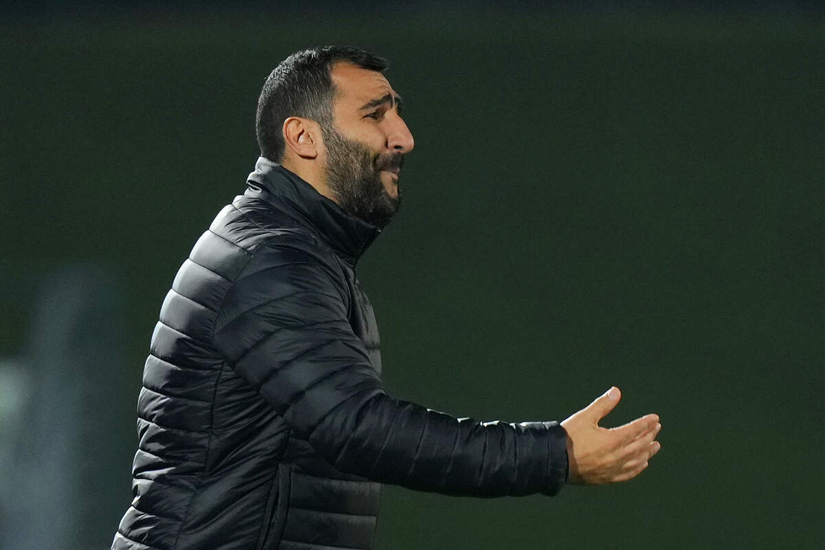 Mak Lind, head coach of BK Hacken, gestures during the UEFA Women's Champions League group stage match between Real Madrid CF and BK Häcken at Estadio Alfredo Di Stefano on Jan. 30, 2024 in Madrid, Spain.