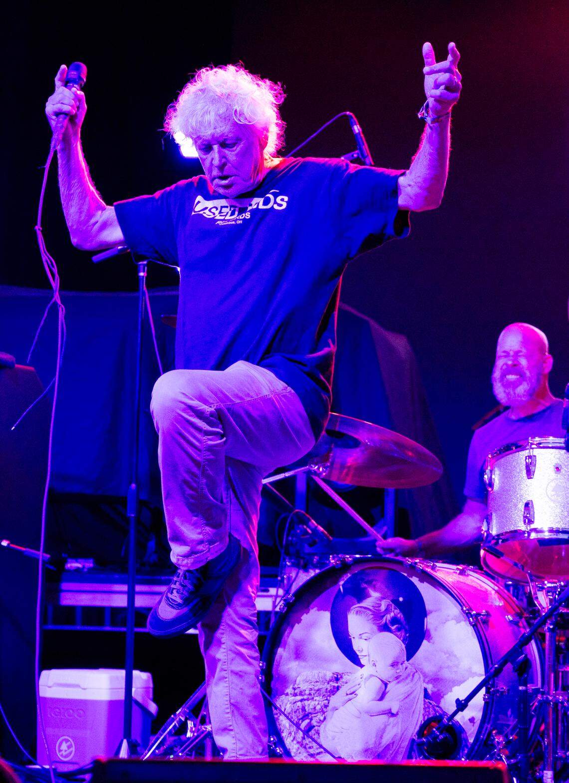 Robert Pollard, lead singer of Guided By Voices, strikes a pose on the final night of the 2024 Hopscotch Music Festival in Raleigh, N.C., Saturday, Sept. 7, 2024.
