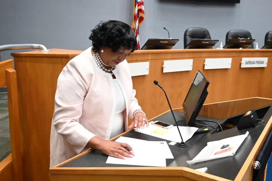 City Council member Monique Holsey-Hyman took her oath of office May 11, 2022, at Durham City Hall.