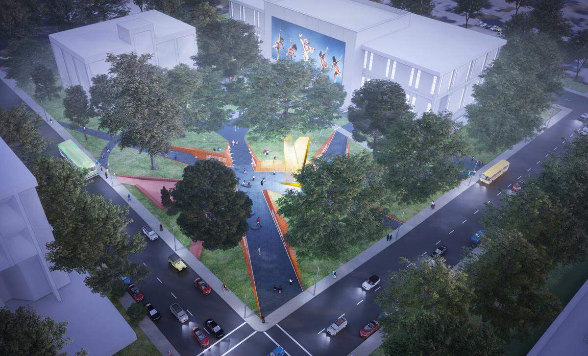 An aerial rendering of North Carolina Freedom Park in downtown Raleigh.