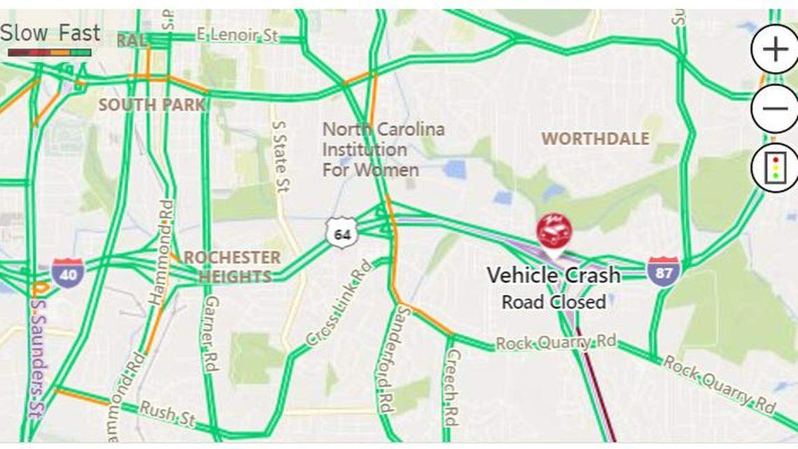 A crash has shut down Interstate 40 at I-440 between Raleigh and Garner on Monday morning.