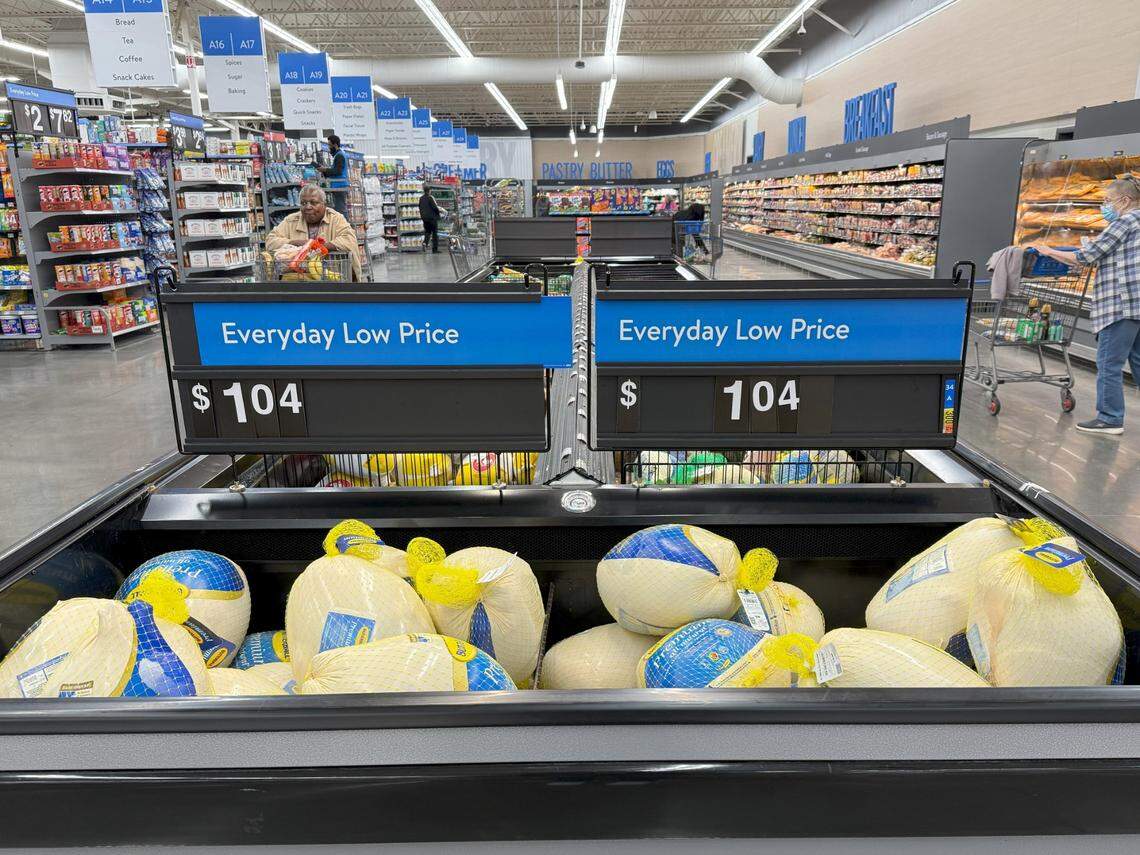 Fresh and frozen turkeys from a variety of brands were available at a Raleigh Walmart on Wednesday, Nov. 21, 2924.