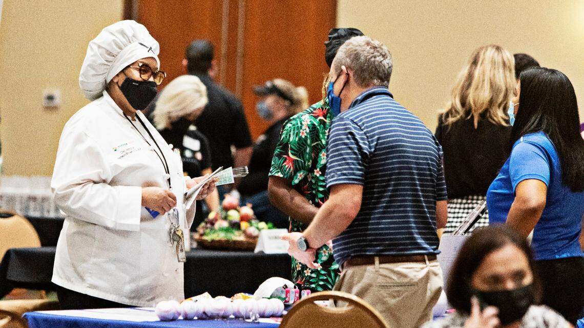 The Durham Hospitality Job Fair is held at the Durham Convention Center on Tuesday, Aug. 31, 2021.