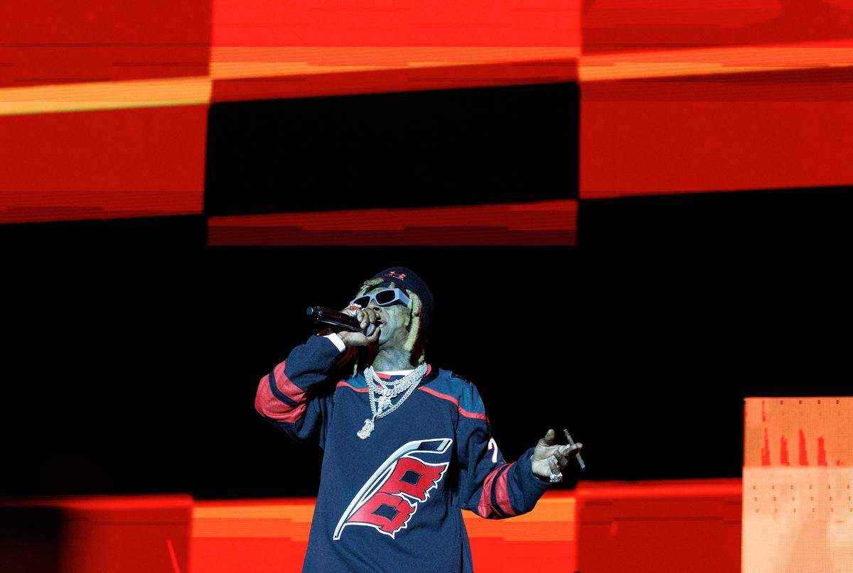 Lil Wayne performs during the fifth Dreamville Festival on Saturday, April 5, 2025, at Dorothea Dix Park in Raleigh, N.C.