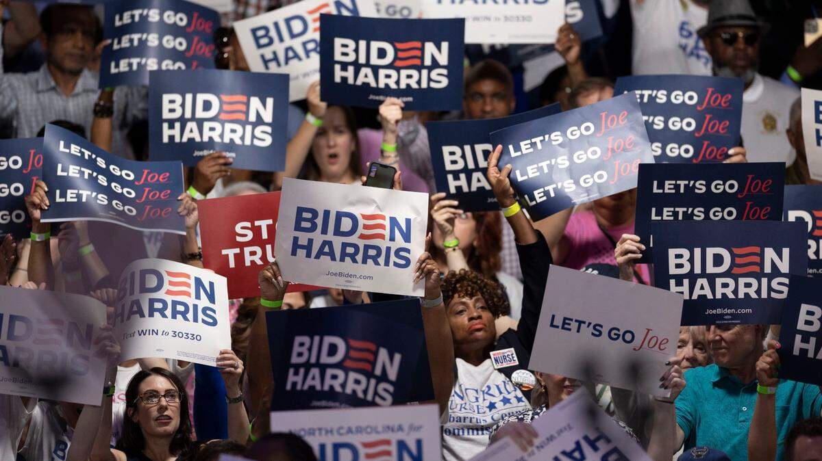 President Joe Biden supporters watch as hip hop artist Fat Joe performs during a campaign event at the Jim Graham building at the North Carolina State Fairgrounds in Raleigh on Friday June 28, 2024. Biden debated former President Trump in Atlanta Georgia the previous night.