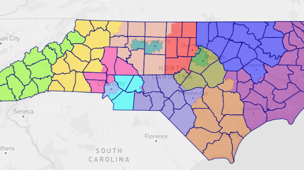 Nathaniel Fischer’s winning map entry for NC’s new congressional districts.