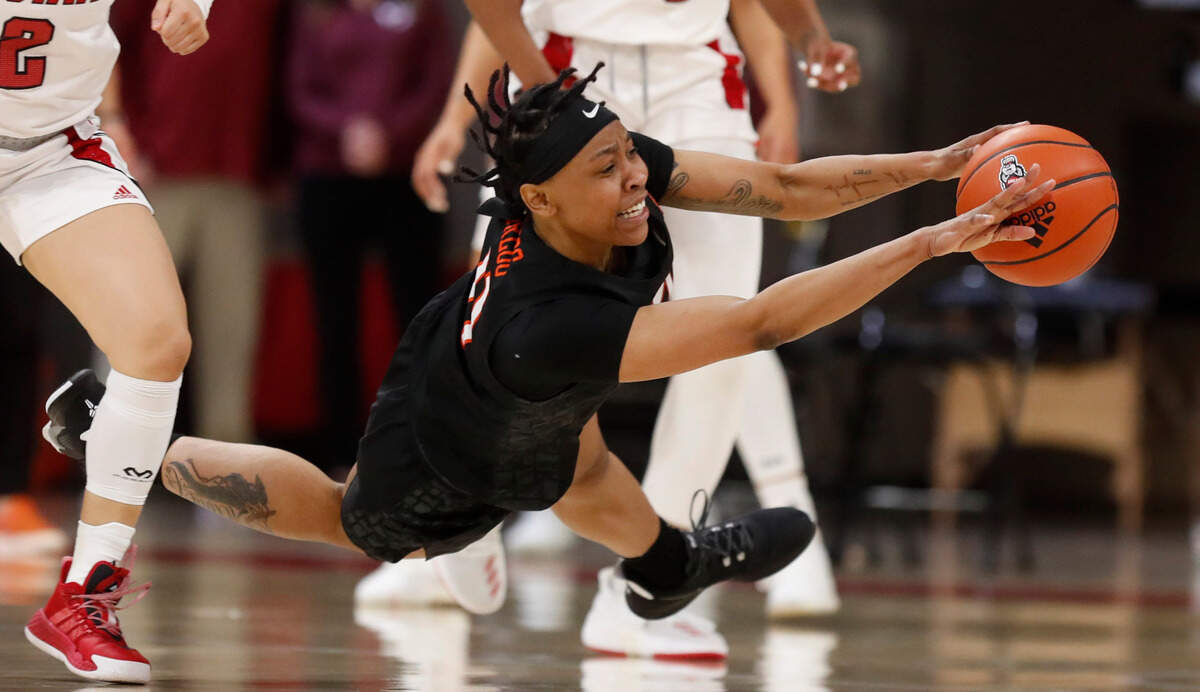 Virginia Tech’s D’asia Gregg (11) goes for the ball during the second half of N.C. State’s 89-87 victory over Virginia Tech at Reynolds Coliseum in Raleigh, N.C., Sunday, January 24, 2021.