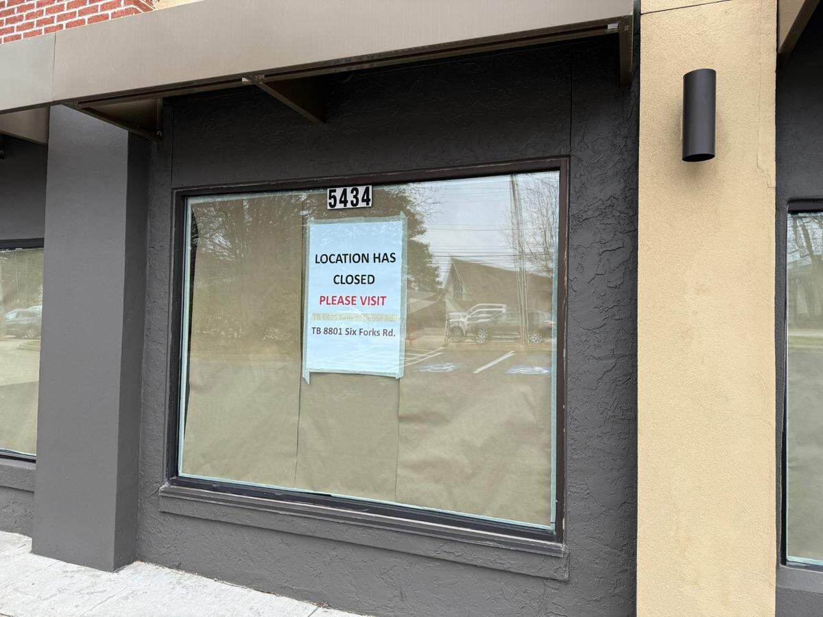 The Taco Bell at the corner of Six Forks Road and Millbrook Road in Raleigh has closed.