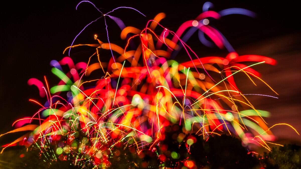 Fireworks as seen from the Lenovo Center in Raleigh on Friday evening, July 4, 2025.