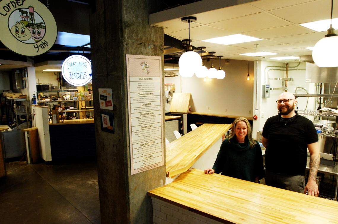 Corner Yaki, a new ramen and dumpling shop, will open in the Durham Food Hall, from owner Jen Kremer, left, and chef Ray Williams.